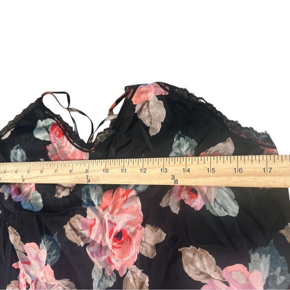 R13 Lace Slip Dress Silk Size Medium Black With Pink Floral Pattern Mid Length - Picture 7 of 11